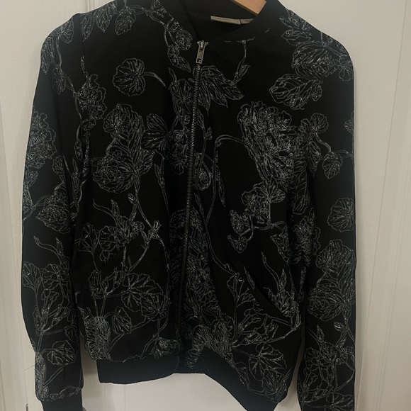Black bomber jacket with floral detailing - Picture 1 of 2